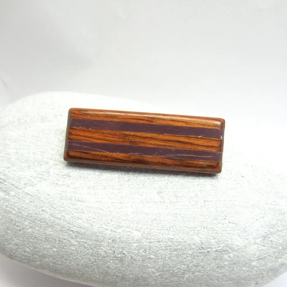 Wood Inlay Brooch